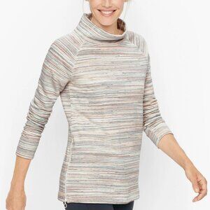 Talbots Featherweight Fleece Zip Hem‎ Pullover Space Dye Stripe Petite (Size L)